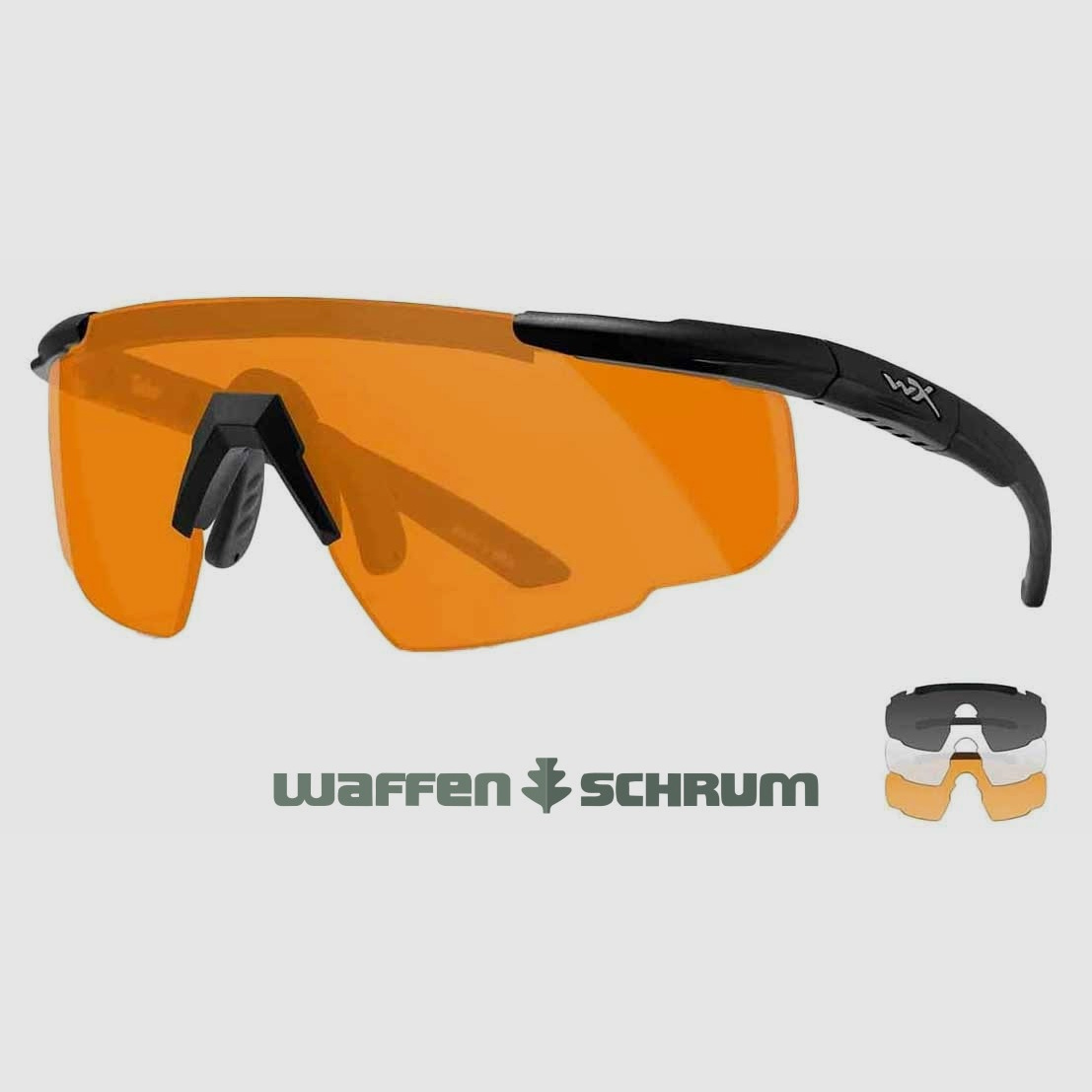 Wiley X Schießbrille Saber Advanced Set Gläser: grau, klar, helles orange, Gestell: matt schwarz