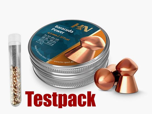 Testpack Rundkopf Diabolos H&N Baracuda Power Kaliber 4,5 mm 0,69 g glatt verkupfert Jagd 40 StĂĽck