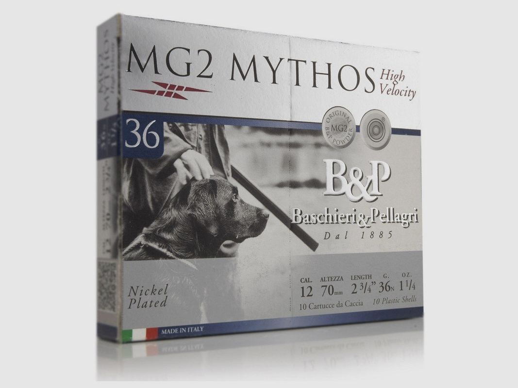 Box of 10 Cartridges B&P Mg2 Mythos 36 Hv Caliber 12 - 36g - Pb 4
