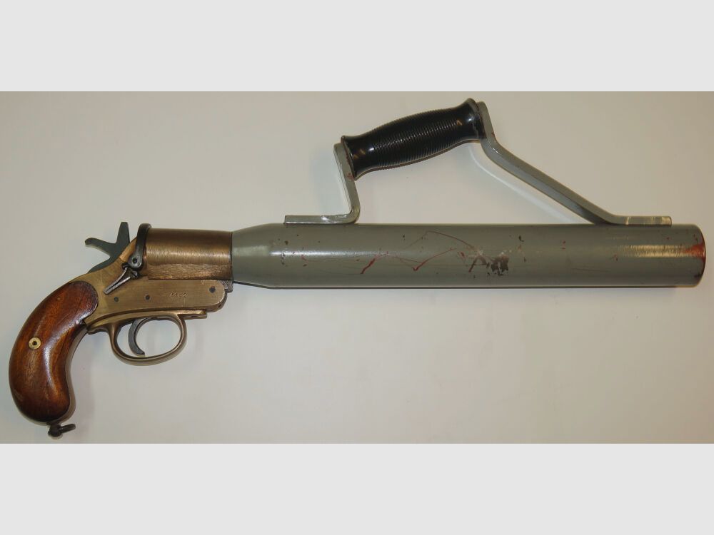 Schermuly Limited Rettungsleinenpistole, Schermuly Pistol Rocket Apparatus (SPRA), mit Trage- bzw. Haltegriff