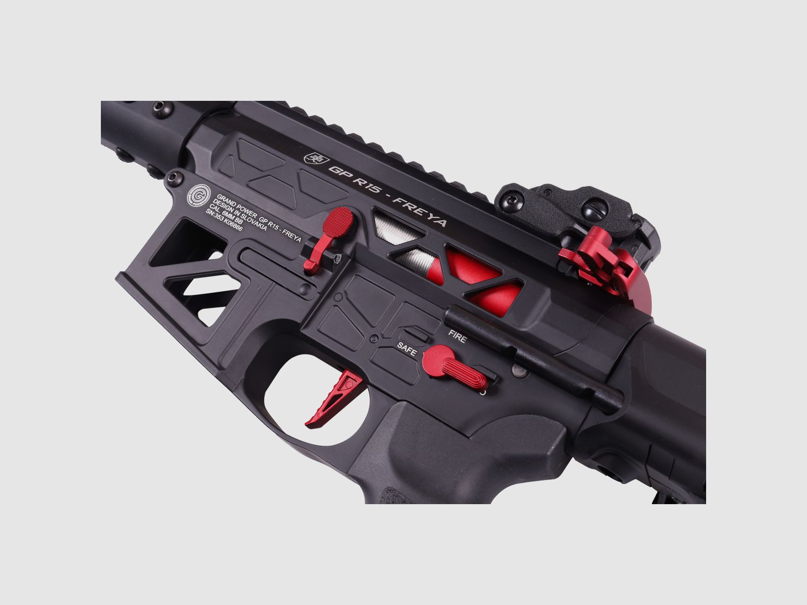 GP R15 FREYA ALPHA Full Skeleton PDW 13" gen.2 M-LOK Czarny/Czerwony S-AEG 18+ -F- | Delta Armory