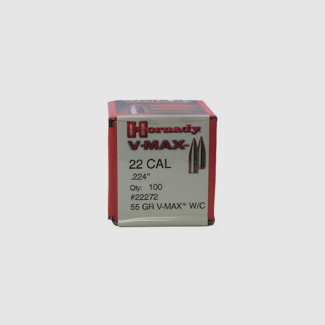 DOOS VAN 100 HORNADY KOGELS 22 KAL .224 55 GRS V-MAX W/C