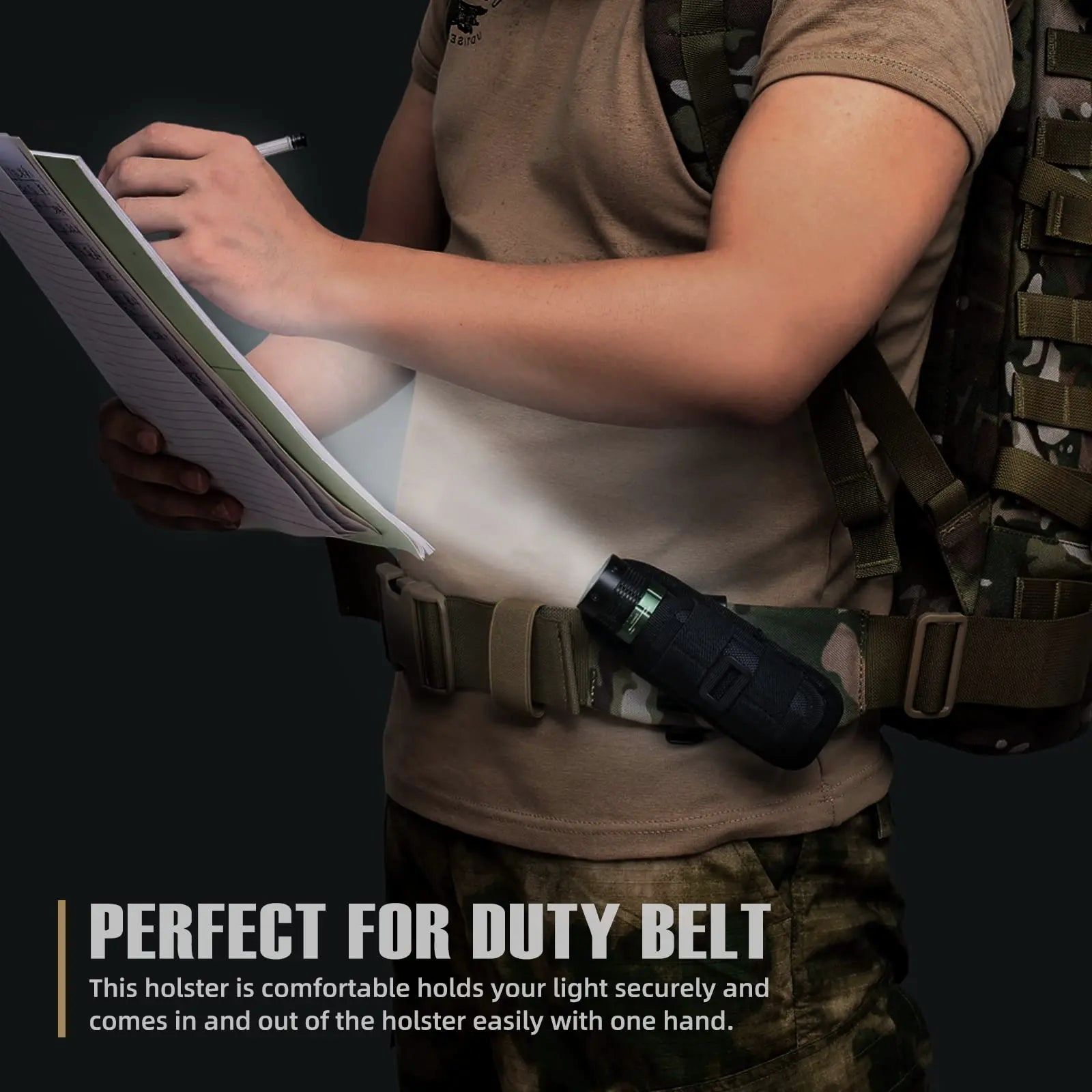Taktisches Taschenlampen-Holster – 360° drehbar, MOLLE-kompatibel & universell einsetzbar