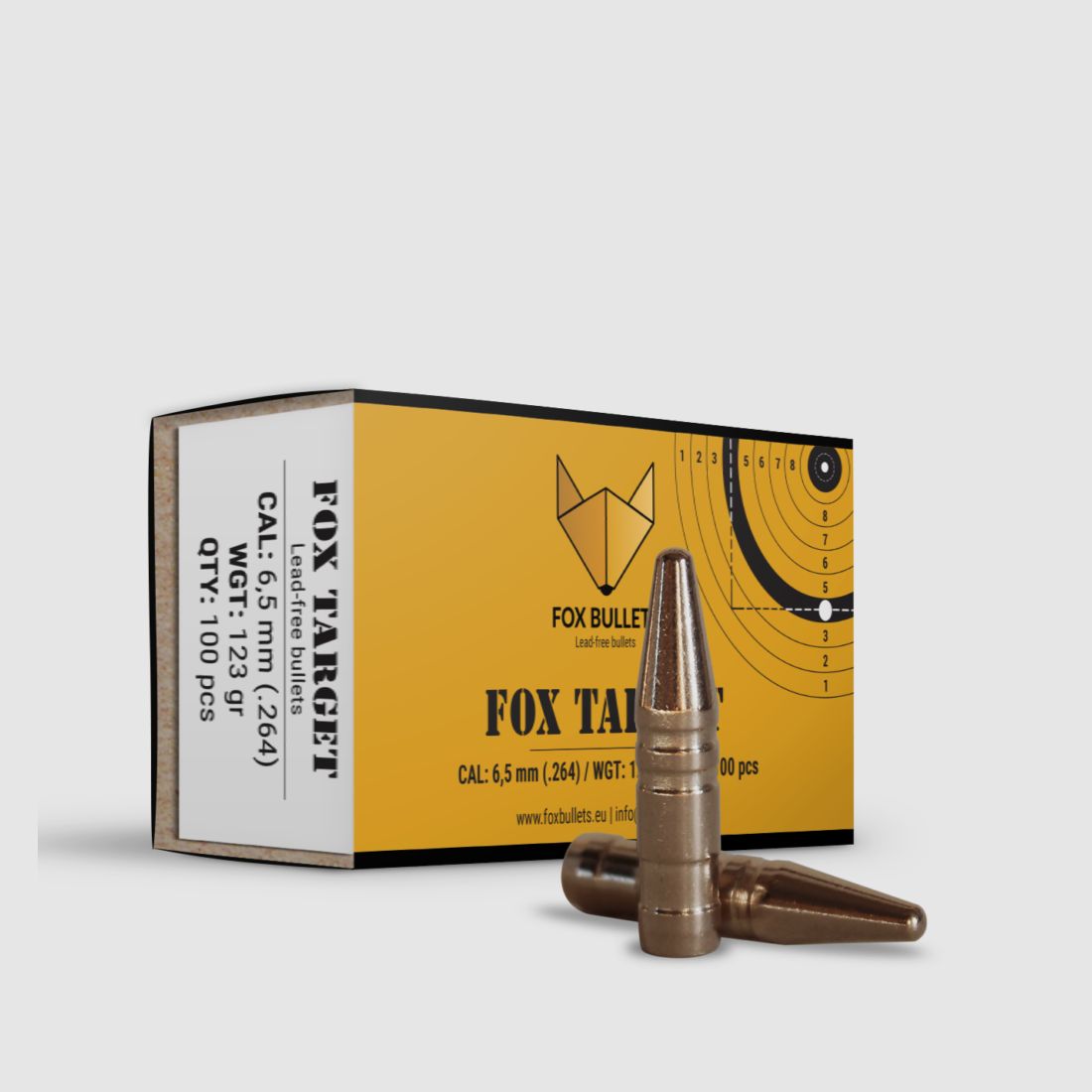 Fox Bullets Target .264 8,0 g / 123 gr bleifreie Geschosse – 100 Stück