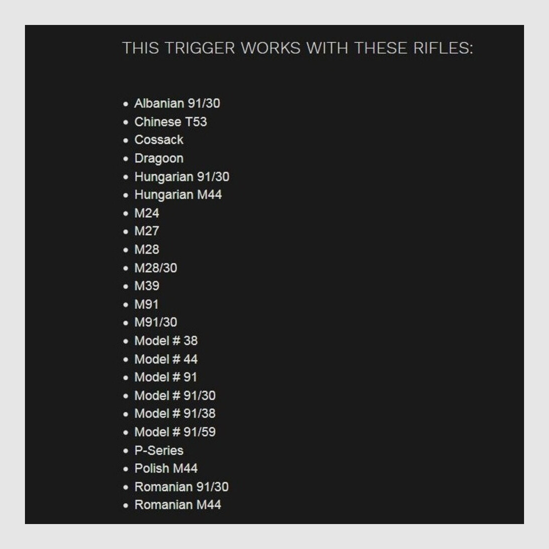 Déclencheur Timney & S 3lbs FWD Mosin Nagant