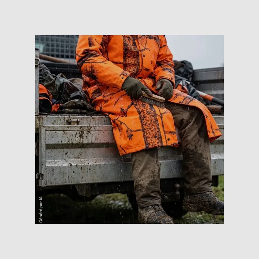 Langer Regenmantel Camouflage Orange - Wasserdicht und Winddicht, Bild 5 von 5