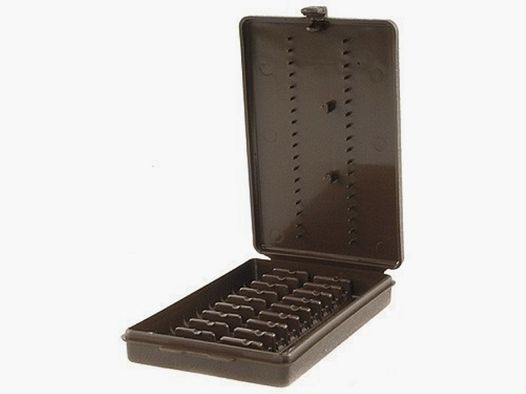 MTM cartridge case W-9-SM-70 brown with flap lid for 9 cartridges .17 and below.