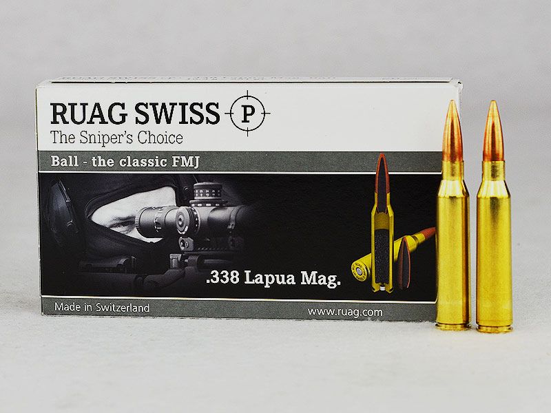 SWISS P .338 Lapua Magnum, BALL FMJ 251 grs 1 pack (20 rounds at €7.25 each)