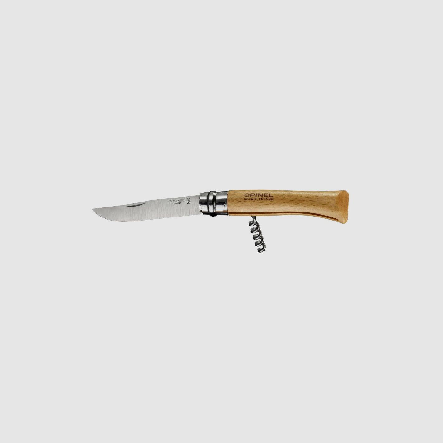 Opinel 10 Messer Klinge Inox Buchenholzgriff mit Korkenzieher, Bild 1 von 2