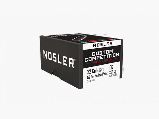 PROYECTILES DE COMPETICIÓN PERSONALIZADOS NOSLER - .223/.224 - HPBT - 52GRS. - 250 PIEZAS