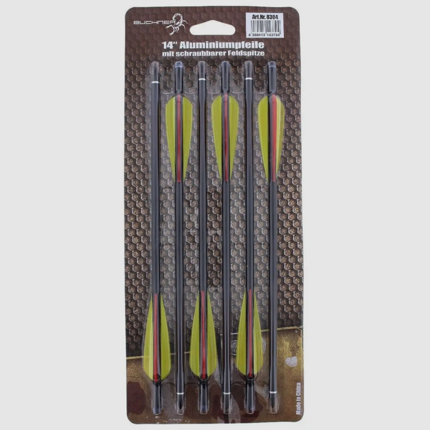 Aluminiumpfeile 14 Zoll schwarz 6er Pack für Armbrust