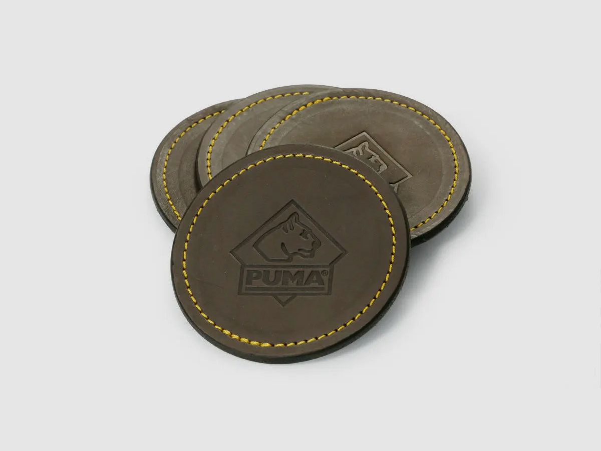 Posavasos de cuero PUMA con costura dorada set de 4