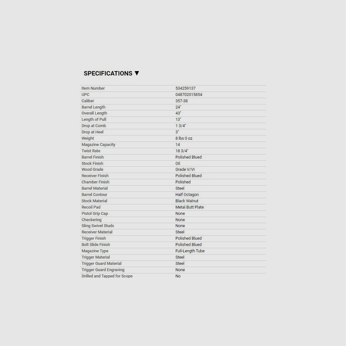 Winchester 1873 Deluxe Sporting 1/2 OCT CH 24"