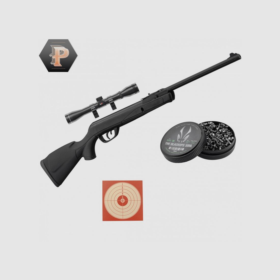 GAMO Delta Black synthetische Büchse - 4,5mm - 7,5J + Diabolos + Zielfernrohr + Ziele, Bild 6 von 6