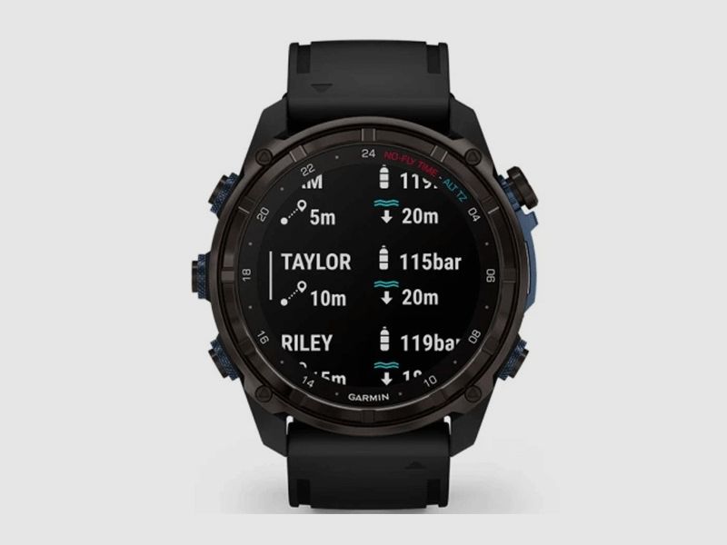 GARMIN DESCENT MK3i | Titanio DLC-beschichtet grau schwarz Silikonarmband, Bild 4 von 13
