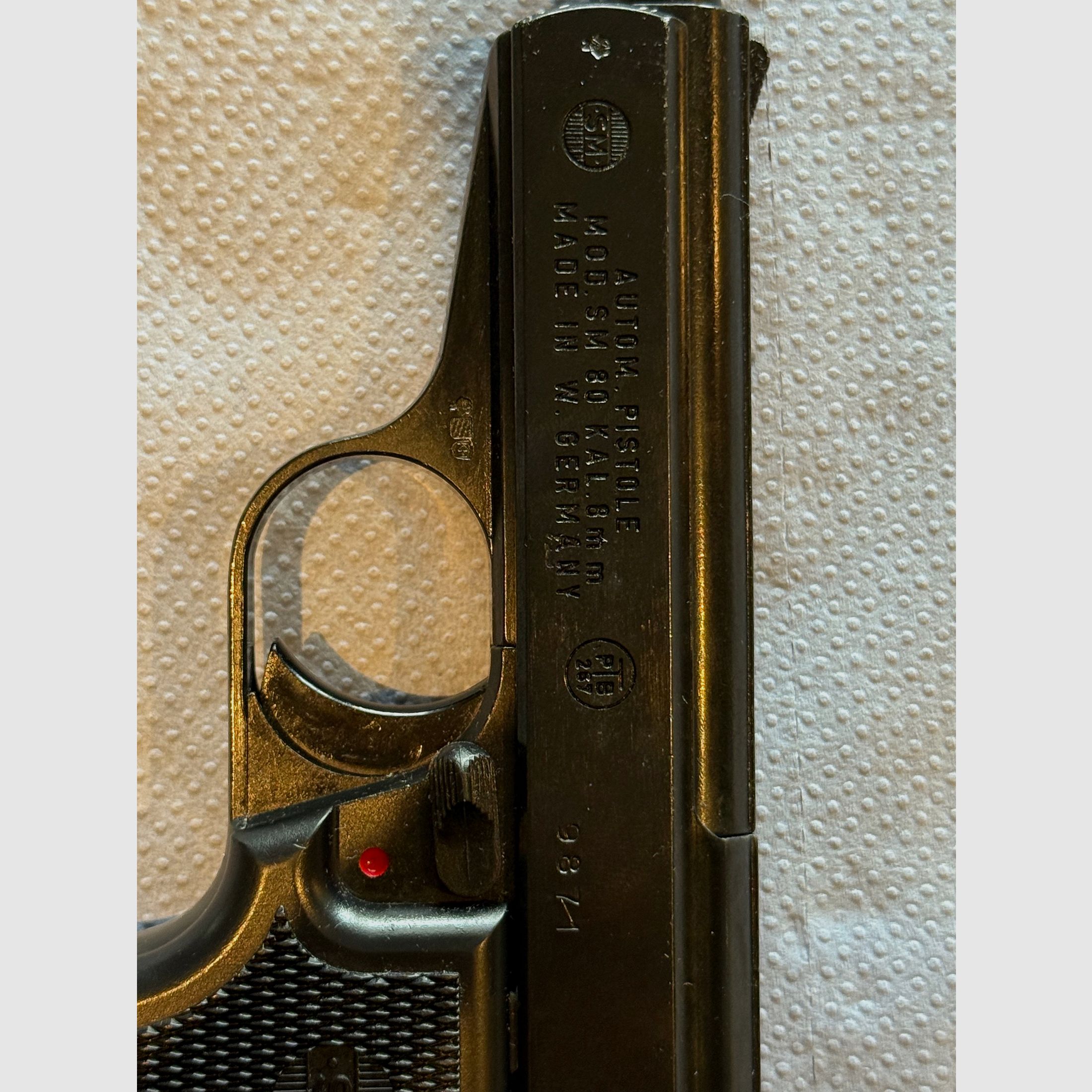 SM Rhöner SM 80 – Klassische Schreckschusspistole im Kaliber 8mm P.A.K. (PTB 267, Beschuss KC 1992)