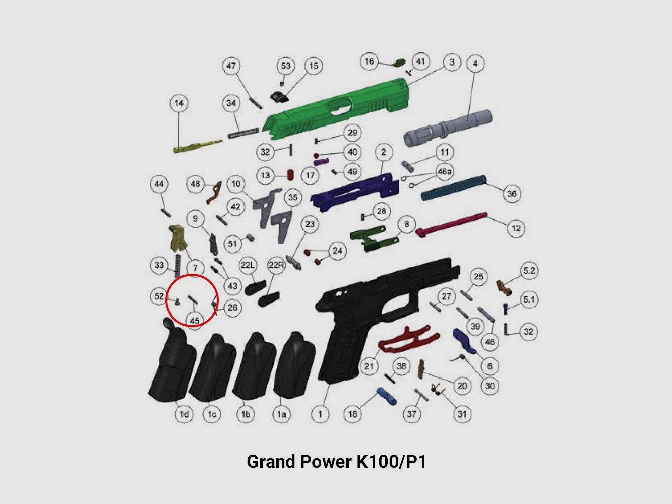 Pasador de soporte de resorte de martillo Grand Power para K100, imagen 3 de 3