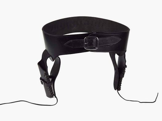 Holster belt for two revolvers made of saddle leather