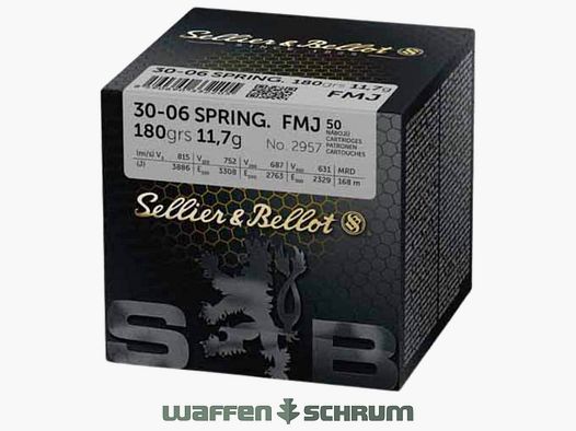 Sellier & Bellot Vollmantel 11,7g - 180gr .30-06Spring 50er Pack