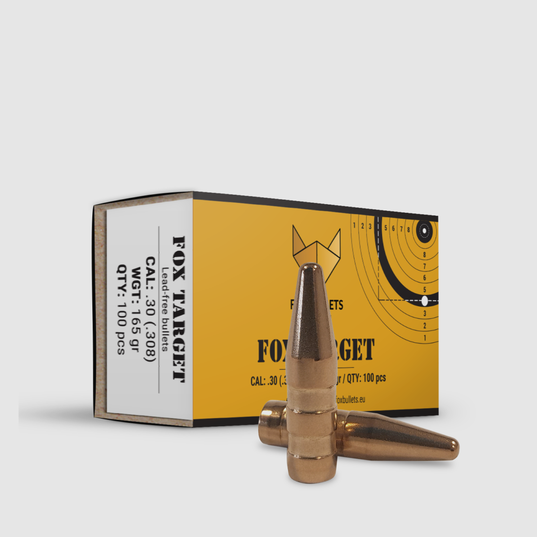 Fox Bullets Target .308 10,7 g / 165 gr bleifreie Geschosse – 100 Stück