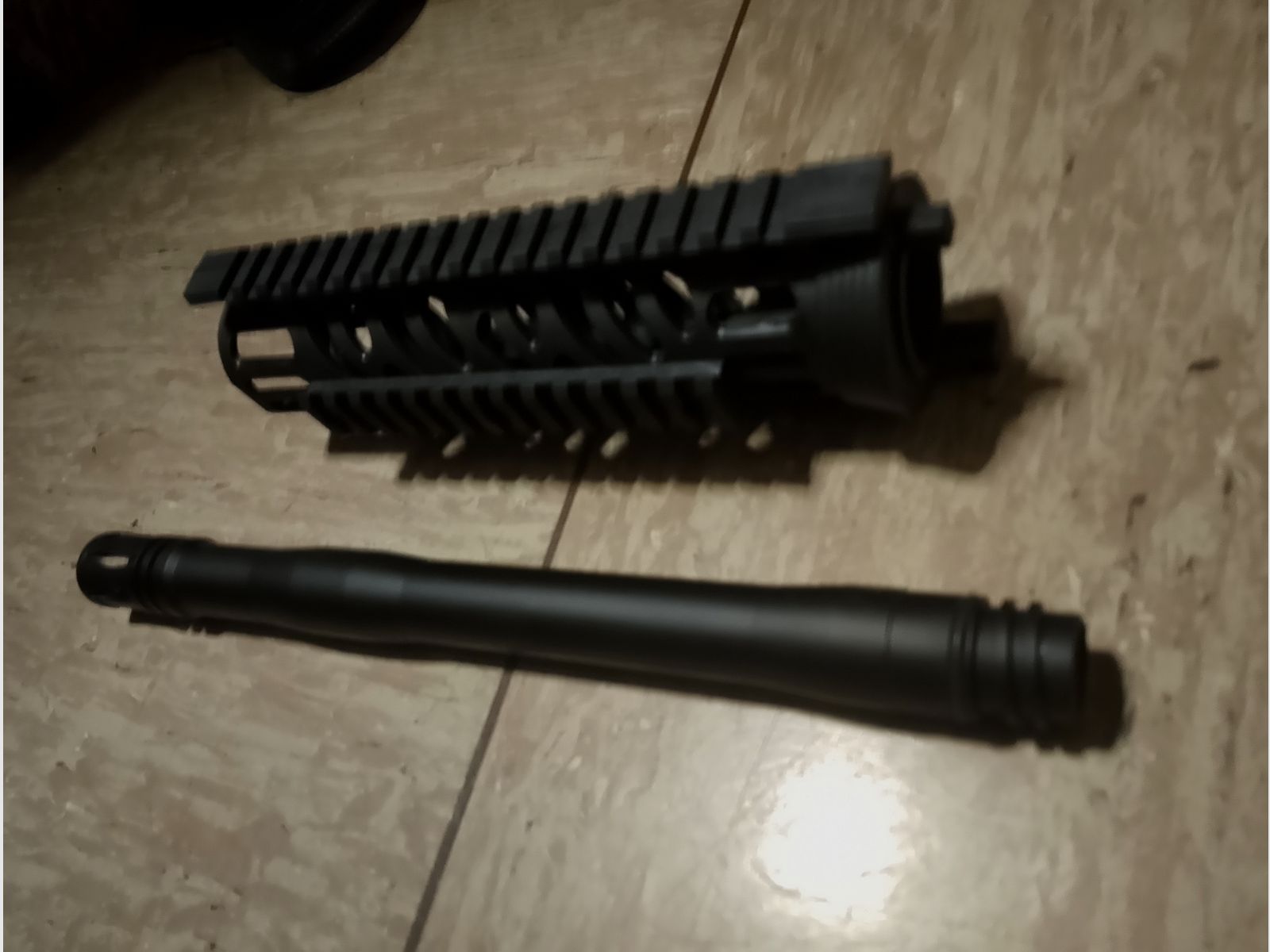 Original tippmann tmc Elite 12 inch barrel cal .68 and handguard with 3 Picatinny rails 21mm rails in set like new accessories paintball marker