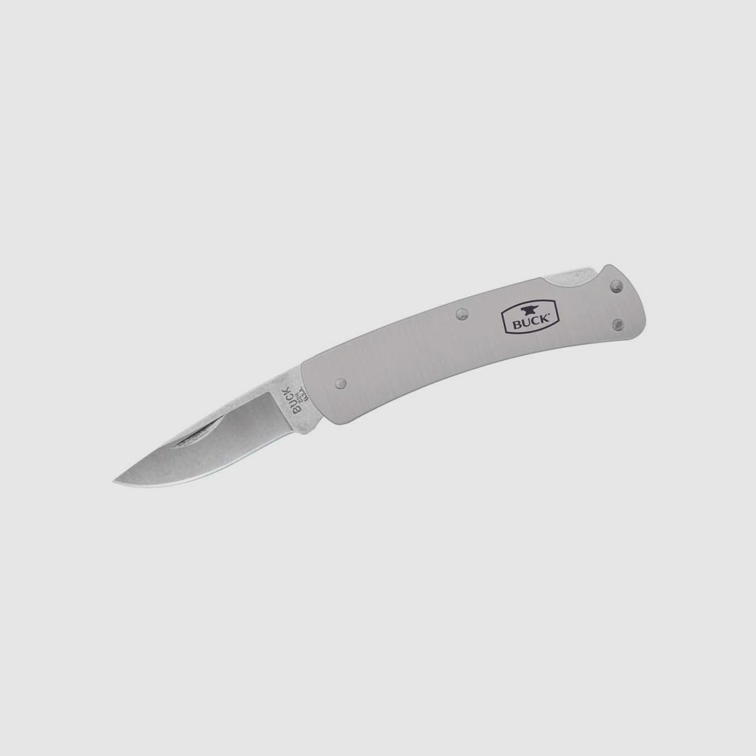 Buck Pocket Knife ALUMNI, Steel 420HC, Nail Pull, Back Lock, gray anodized aluminum handle