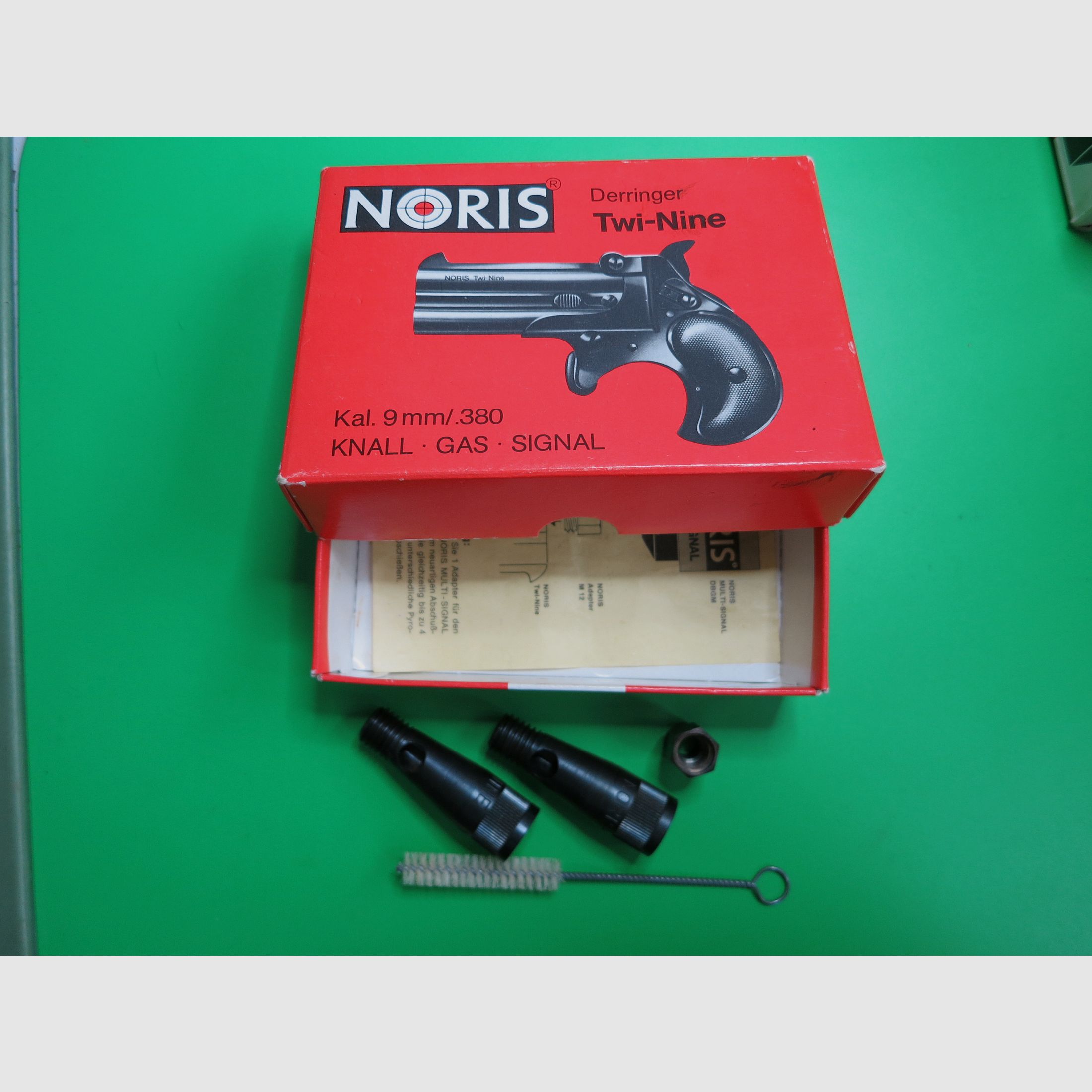 NORIS Derringer Twi Nine, Gas- Signalpistole, 9 mm K., PTB + Multi-Signalbecher    #52