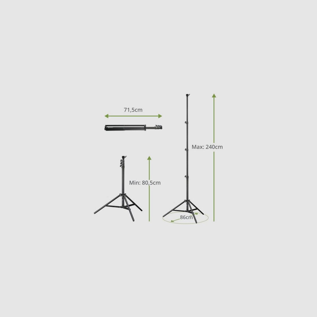 Studiostativfüße Set für BRESSER BR-TP240 PRO-1 (3 Stück) inklusive Tasche für Stative, Bild 9 von 15