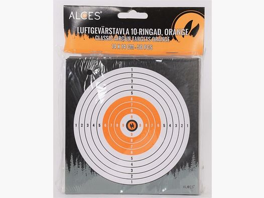 Air rifle boards 14x14 cm 10-ring with color