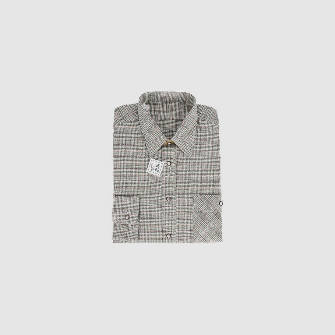 Katt camicia sportiva e per il tempo libero a quadri verde/marrone/beige, manica lunga 40