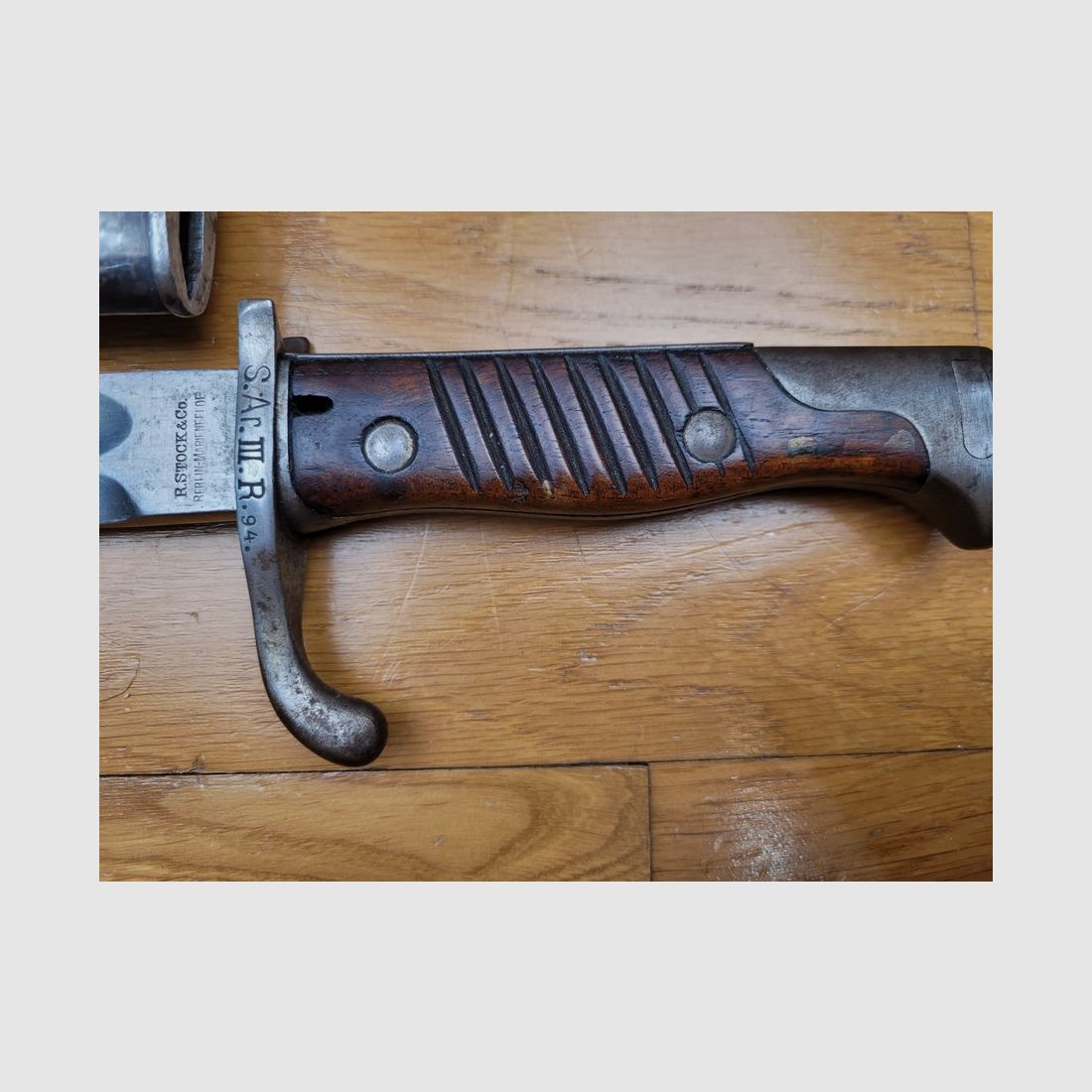Rare bayonet "V notch" 98/05 – Rare V-shaped pommel – 1st hybrid type from 1915 by R. STOCK – Weimar transformed from 1920 – Police of Arnsberg – TOP!, image 8 of 17