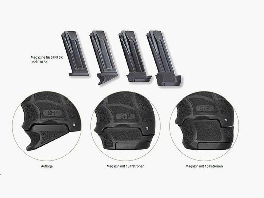 HECKLER & KOCH Magazin f. P30SK/SFP9SK 15 Schuss 9mm Luger schwarz