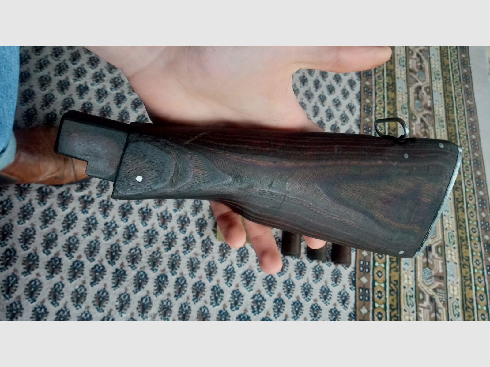 AK stock set wood laminate dark brown presumably Russian // stock and handguard // AKM & AK74 / can also be fitted into Cybergun GSG Co2 AK47