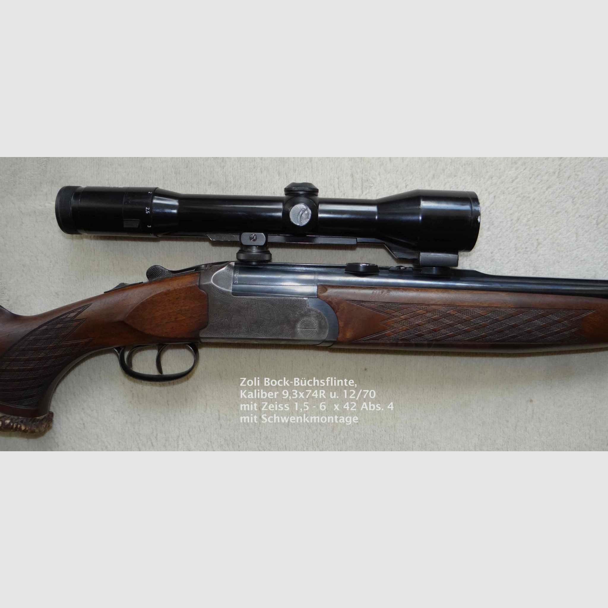 „ZOLI“ Bock-Büchs-Flinte, Kaliber 9,3x74R – 12/70