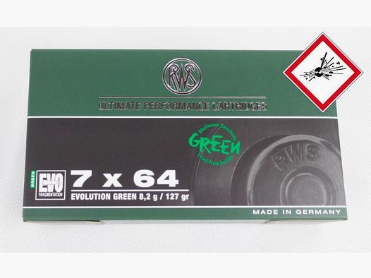 RWS EVOLUTION GREEN hunting cartridge caliber 7X64 127grs
