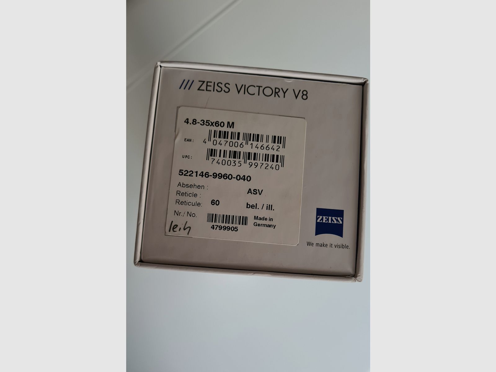 ZEISS Zielfernrohr V8 4,8-35x60 ASV mit Schiene und Rusan Modular FIX / VB