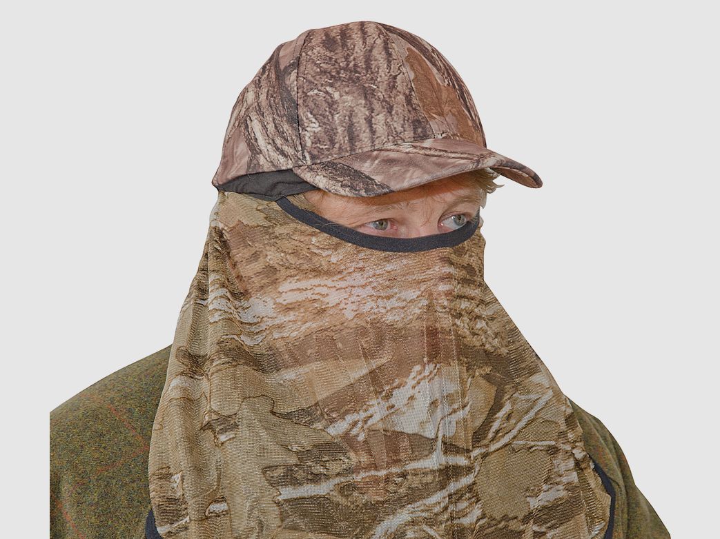 Cappello mimetico con maschera per il viso