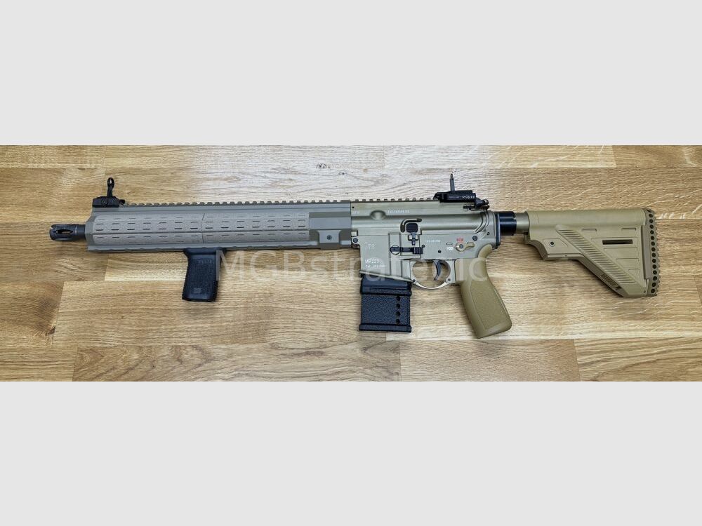 sportingly approved! H&K MR223 A3 14.5" barrel - SPORT - sand-colored semi-automatic rifle .223Rem - Heckler & Koch - civilian version H&K 416 G38 / barrel length = 36.83 cm / KSK barrel length G95K