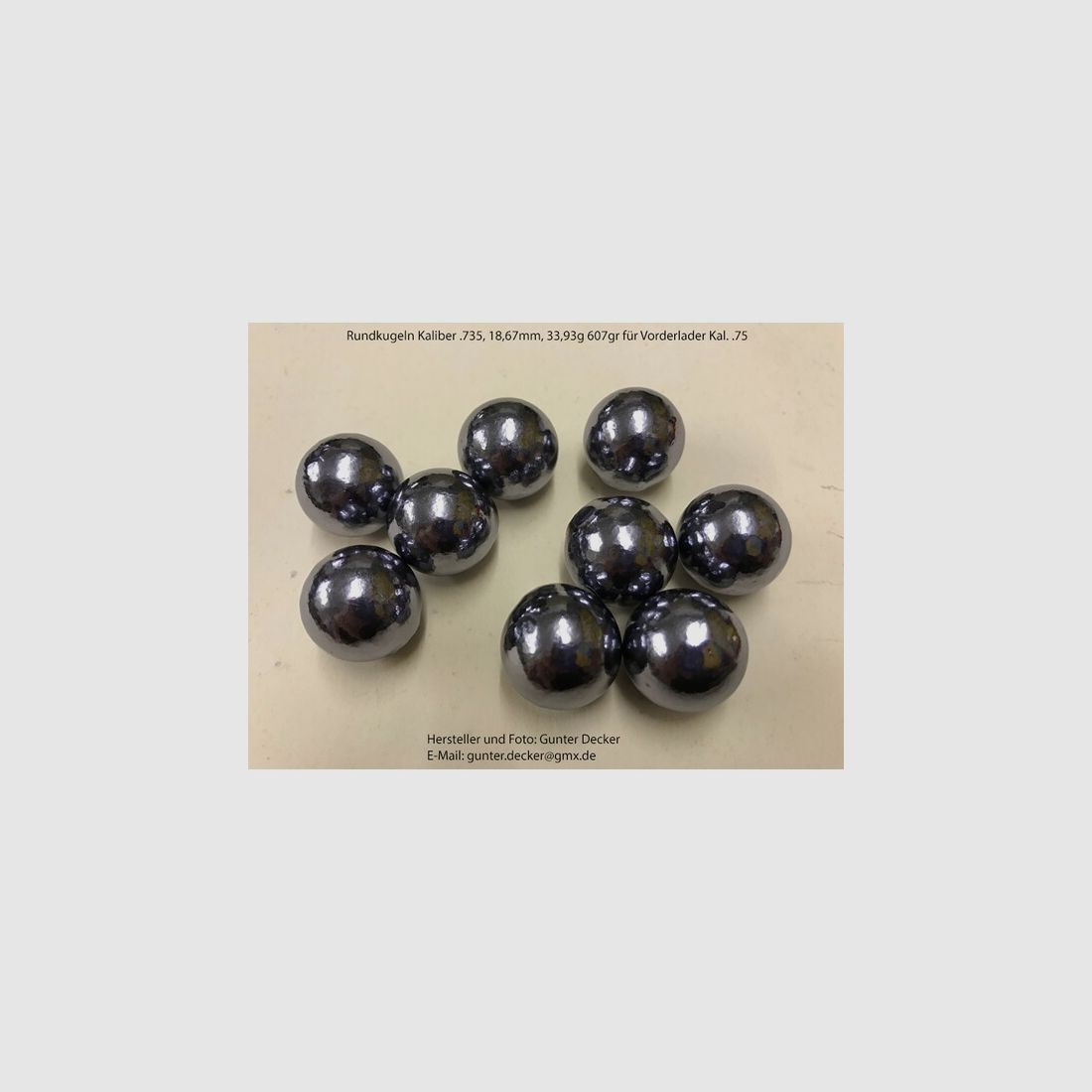 Rundkugeln Kal. .735 18,67mm, 607gr für Vorderlader Gewehre Kaliber .75