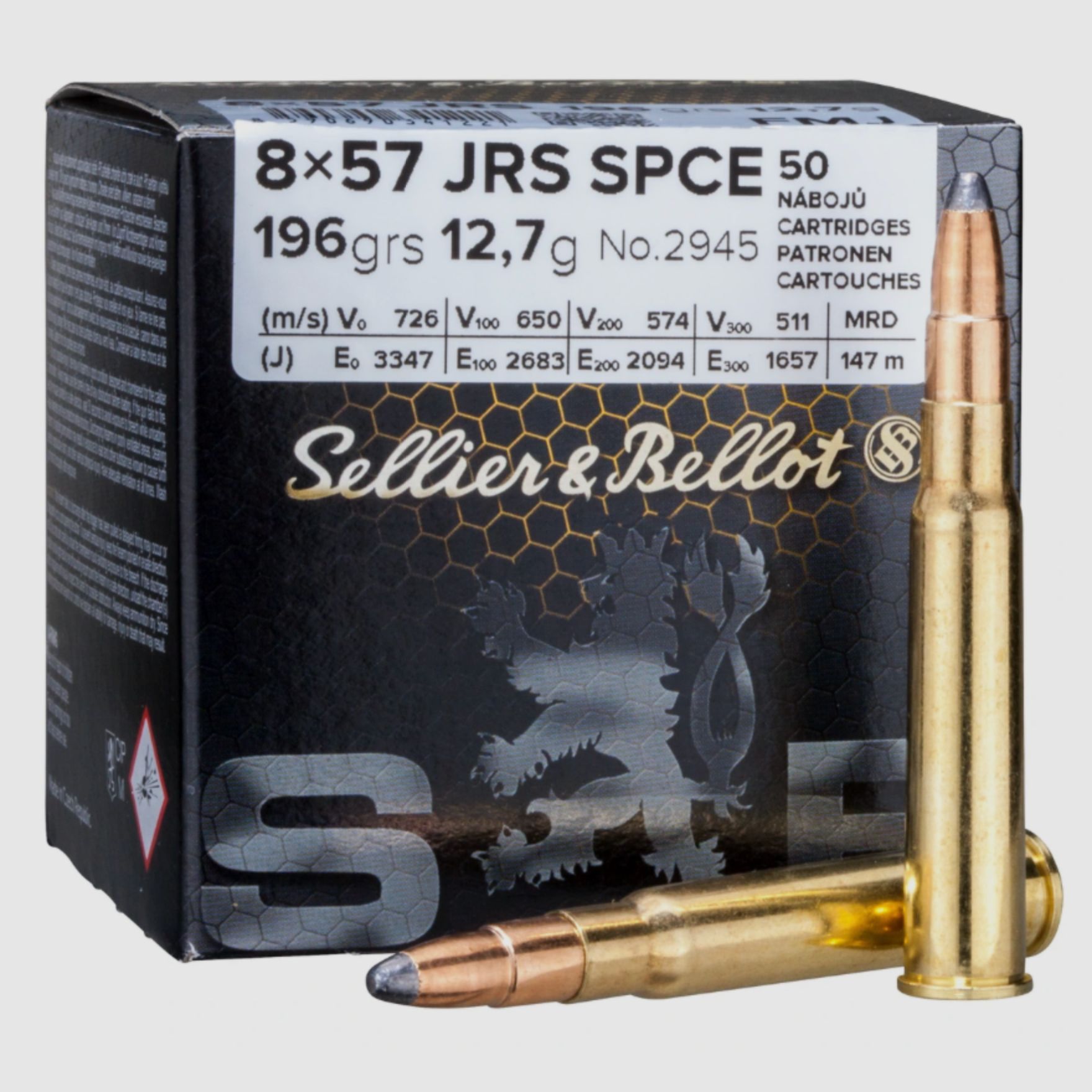 Sellier & Bellot 155486 8x57 IRS SPCE 196grs. 12,7g 50 Stück