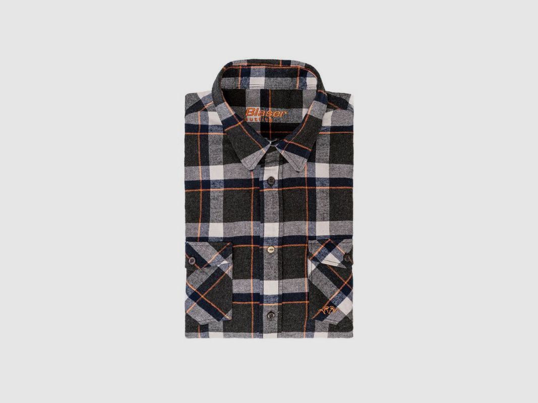 Blaser Herren Flanellhemd Diego Marine / Burned Orange Kariert