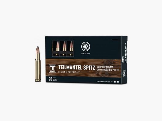 20 Patronen RWS T-Mantel Kal.222 Rem 50GR 3,24 G