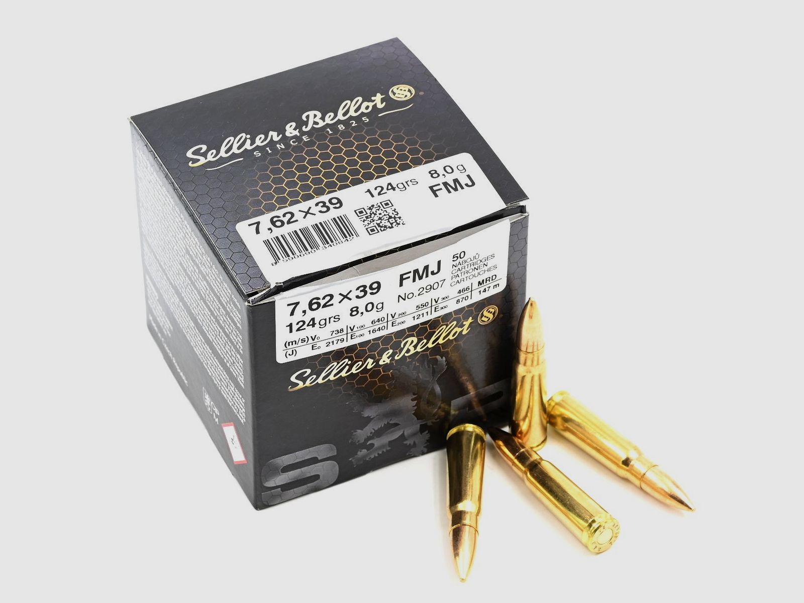 S + B, 7.62x39, FMJ, 124 gr., 50 pcs.