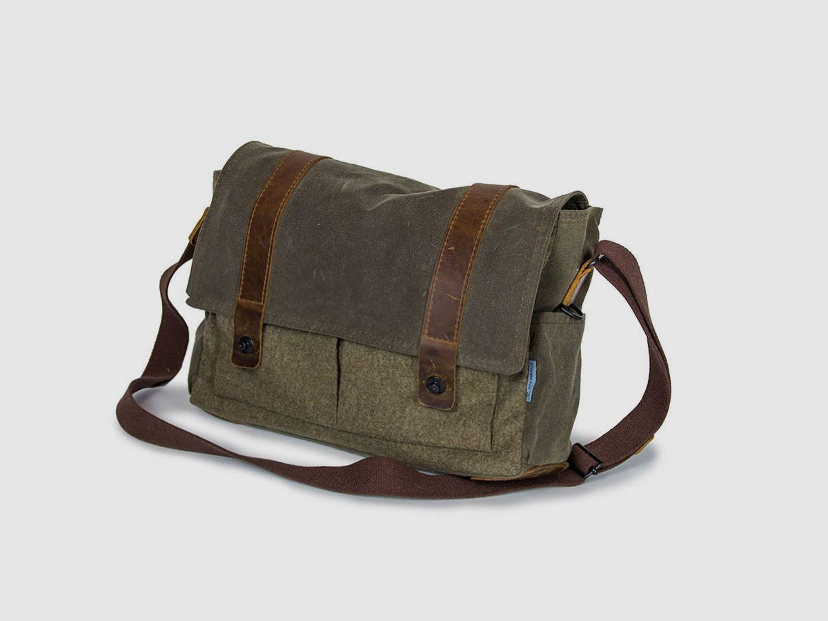 STEINKAUZ-Waxed Cotton Tasche "Landeck", Steingrau