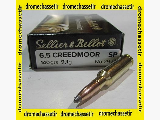 Box of 20 cartridges Sellier & Bellot, cal 6.5 Creedmoor, 140 grains SP, ref V341712