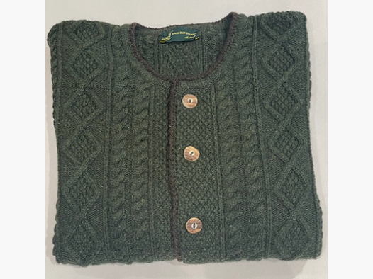 Herren Strickjacke mit Muster aus Merinowolle in Grün/Braun