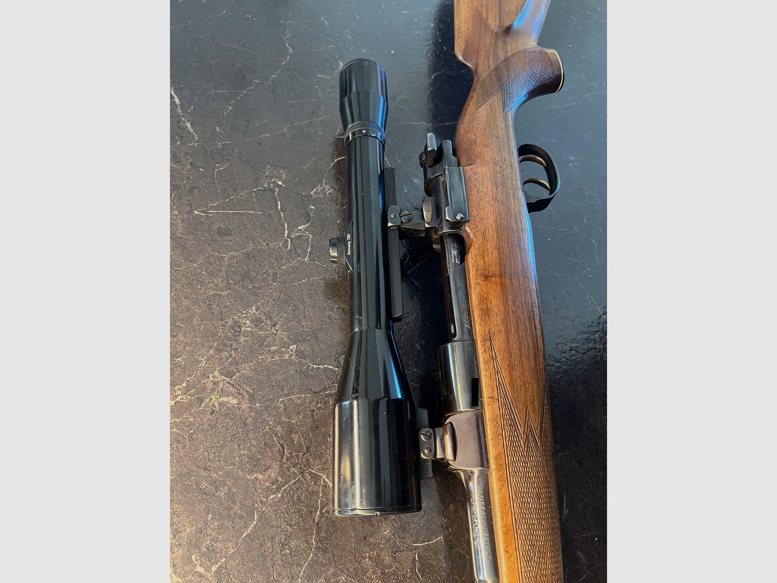 Akah 98 system Cal 7x57 trigger with Hubertus 6x42 scope (pivot mount)