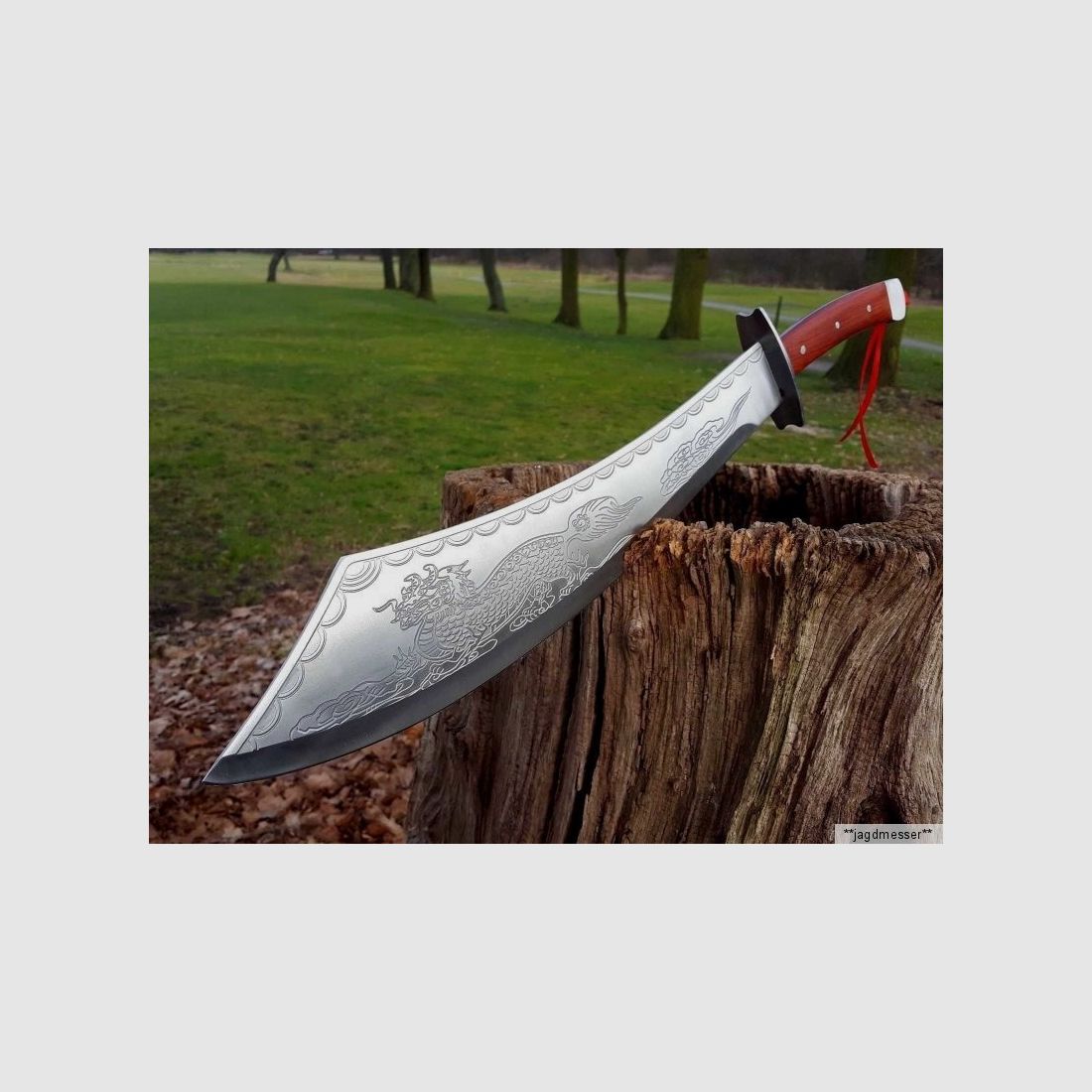 NOUVEAU Couteau de brousse chinois en forme de dragon, tranchant et la lame est double face avec un motif de dragon gravé