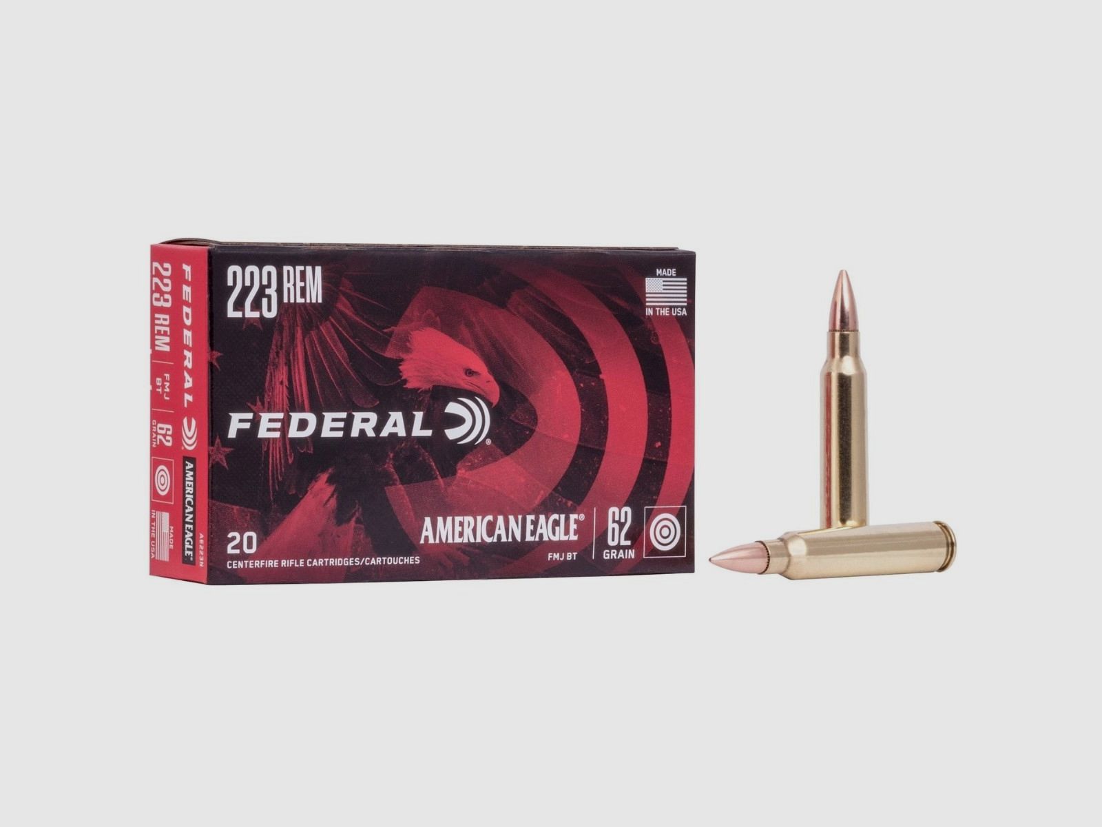 .223 Rem Federal FMJBT American Eagle 62gr (AE223N), immagine 2 di 3