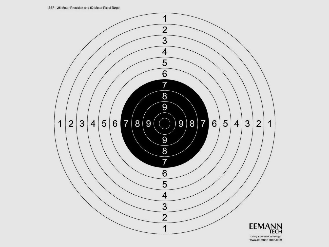 EEMANN TECH CIBLE PAPIER ISSF 25M PRECISION & 50M PISTOL TARGET - 100 PCS, image 2 sur 2